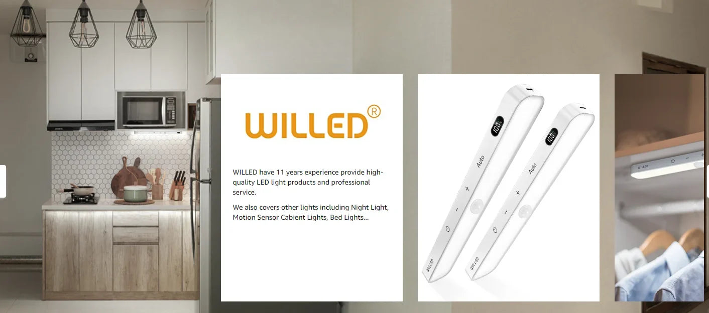 WILLED Motion Sensor Cabinet Light Battery Display