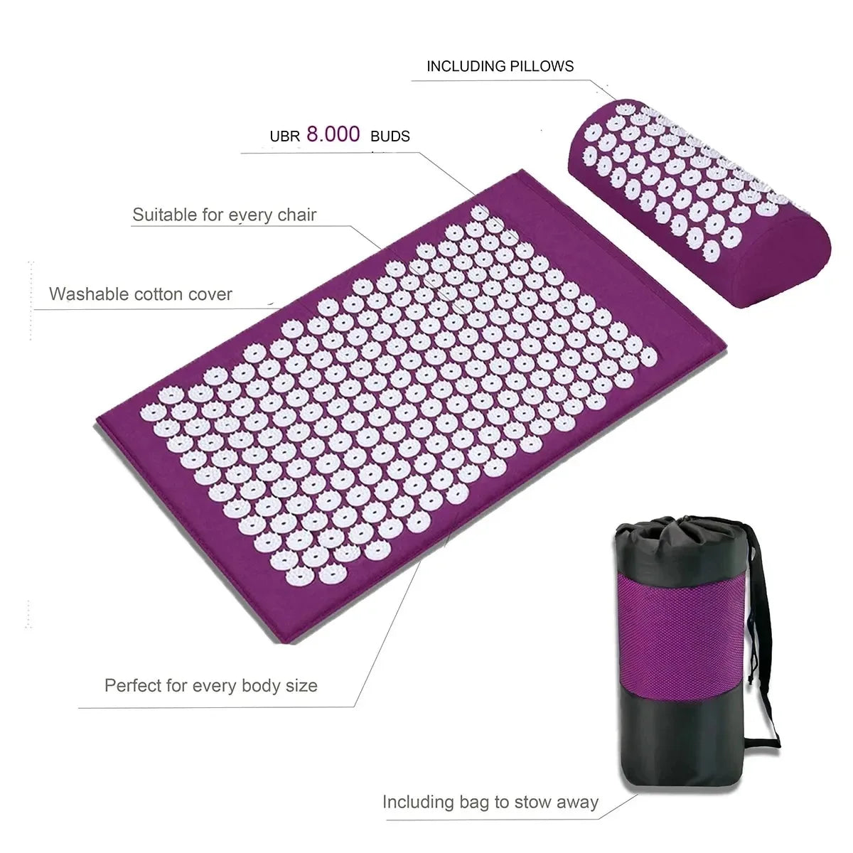 Yoga Massage Mat Acupressure Relieve Stress Back Cushion Massage